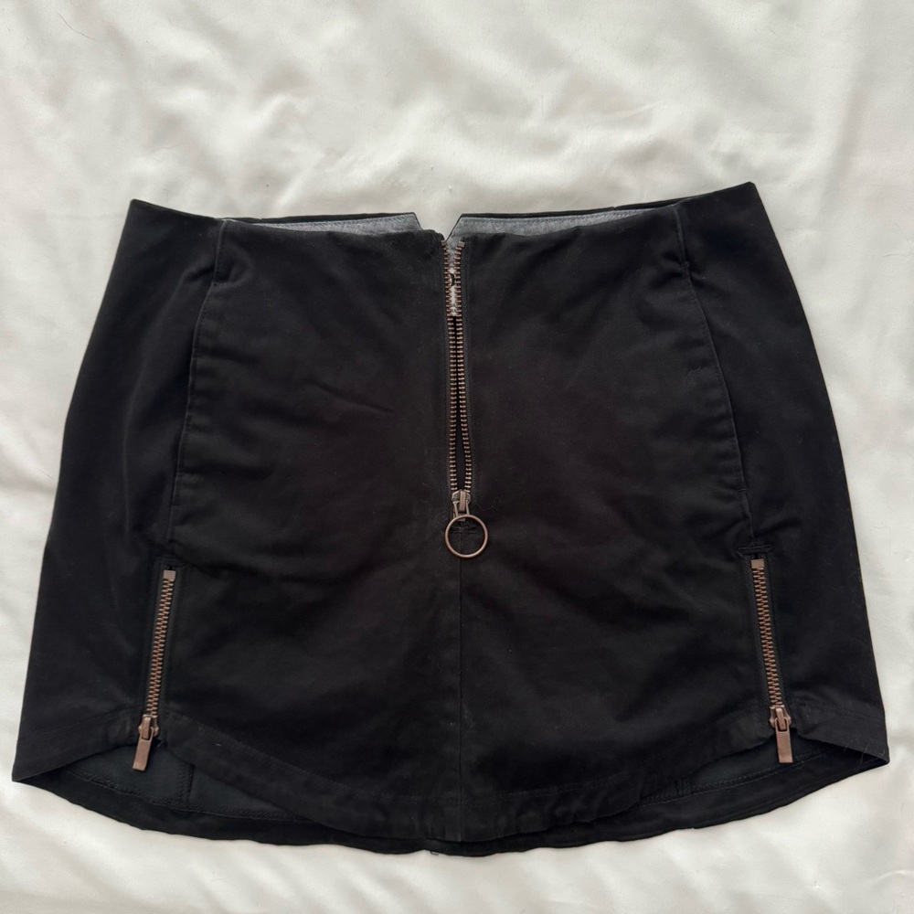 Black Hurley Zippered Mini Skirt